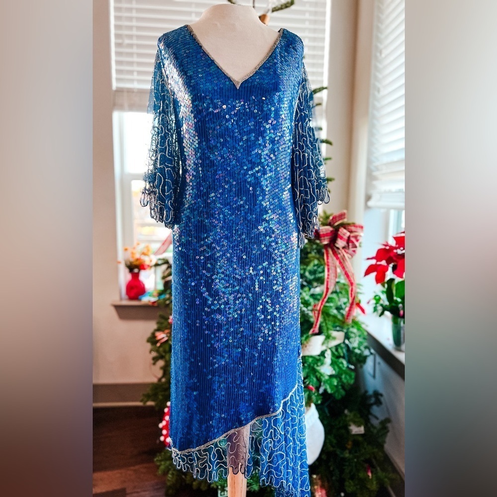 100% Silk Handmade Sequin Special Occassion Dress